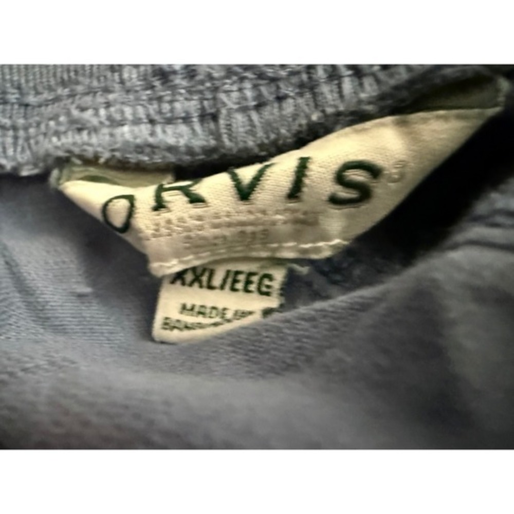 Orvis Mens XXL Blue Linen Blend Elastic‎ Waist Drawstring Utility Shorts - Picture 3 of 6